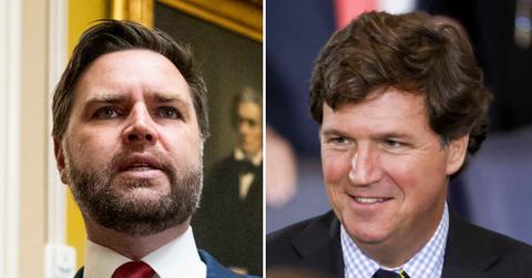 Split photo of J.D. Vance and Tucker Carlson.