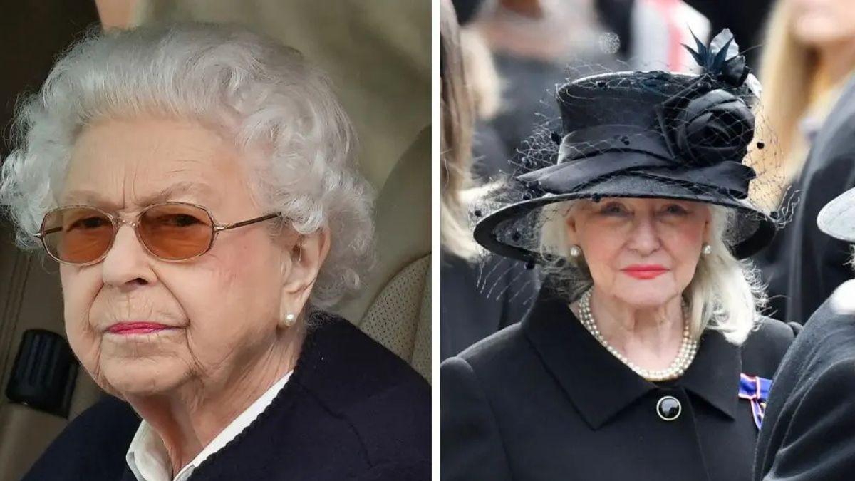 image split of the queen and Angela Kelly 