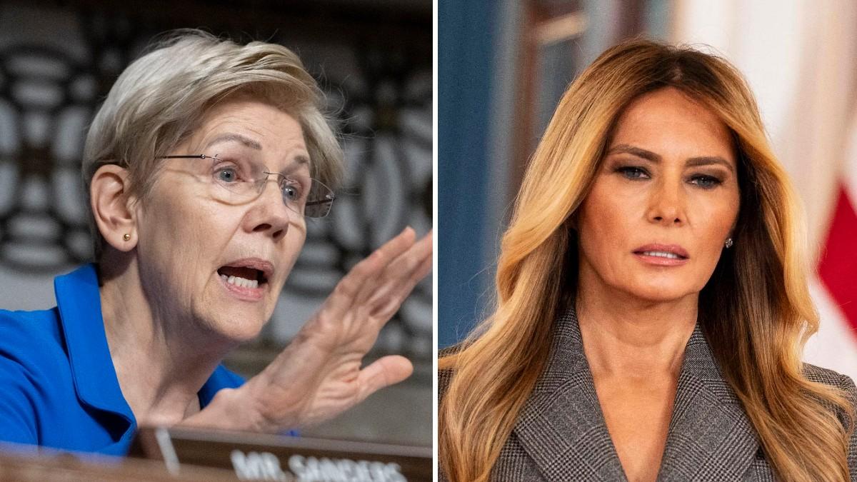 split of Elizabeth Warren, Melania Trump. 