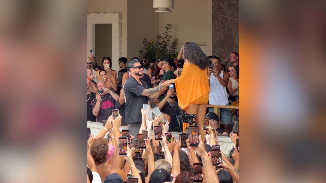 image of DJ Pauly D proposed to Nikki Hall at Omnia Dayclub in Las Vegas on September 27.