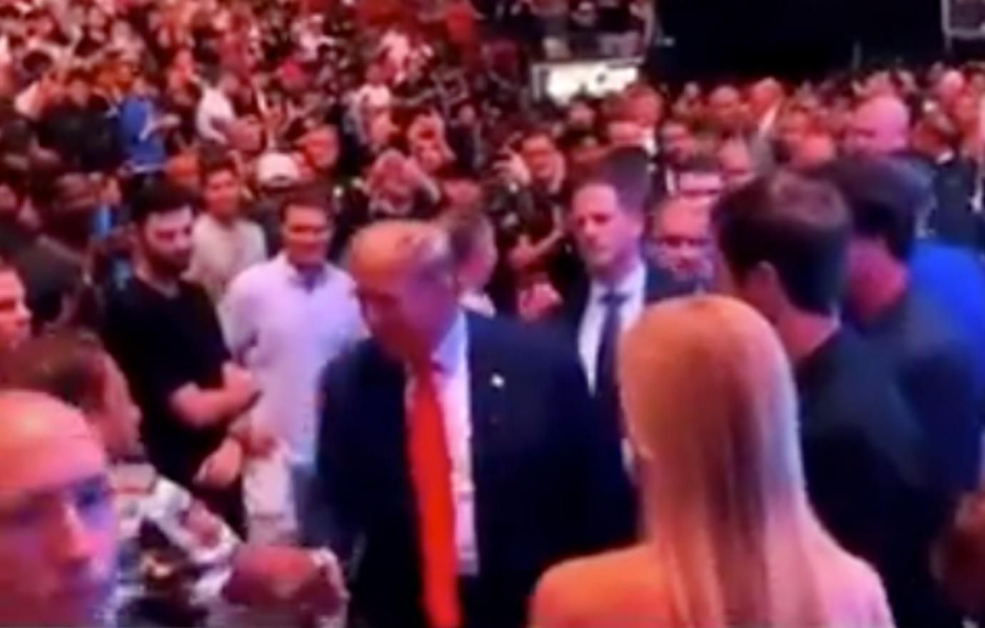 donald trump blows off grandson mingles others ufc match