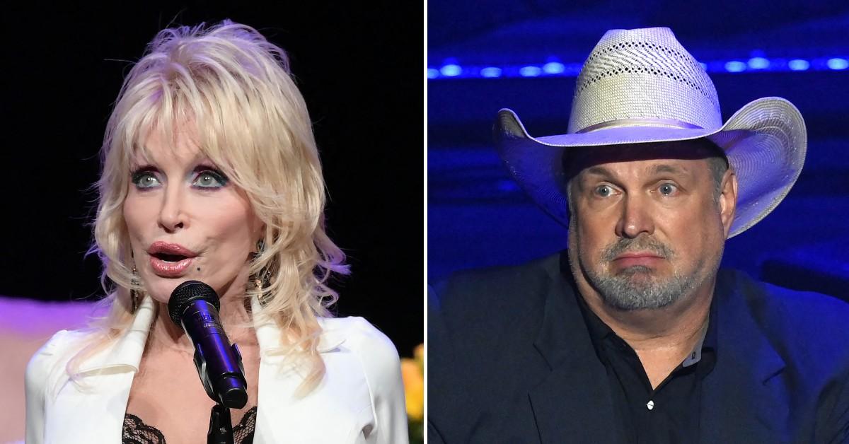 Split photos of Dolly Parton and Garth Brooks