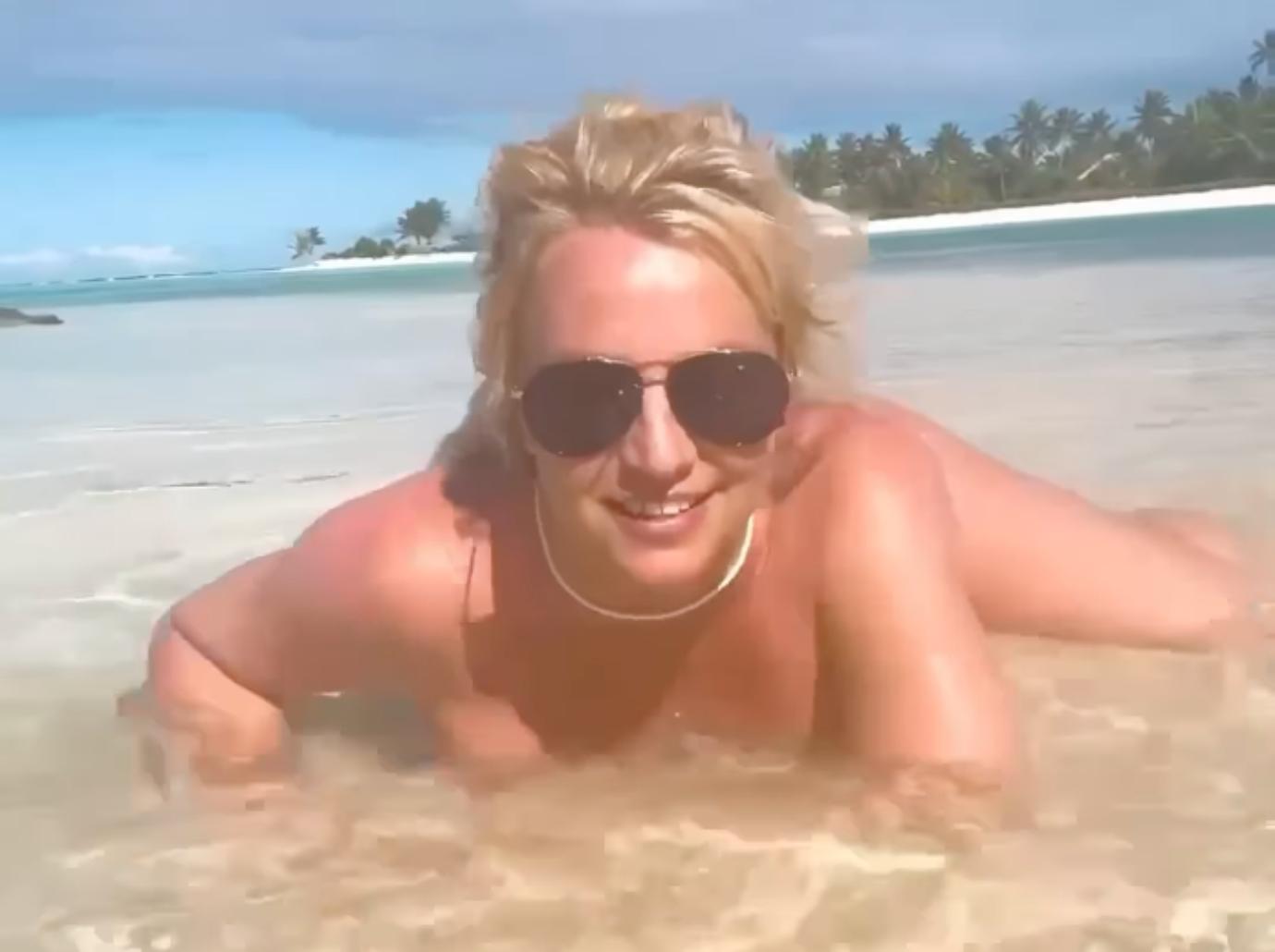 britney spears injections filler poses beach video