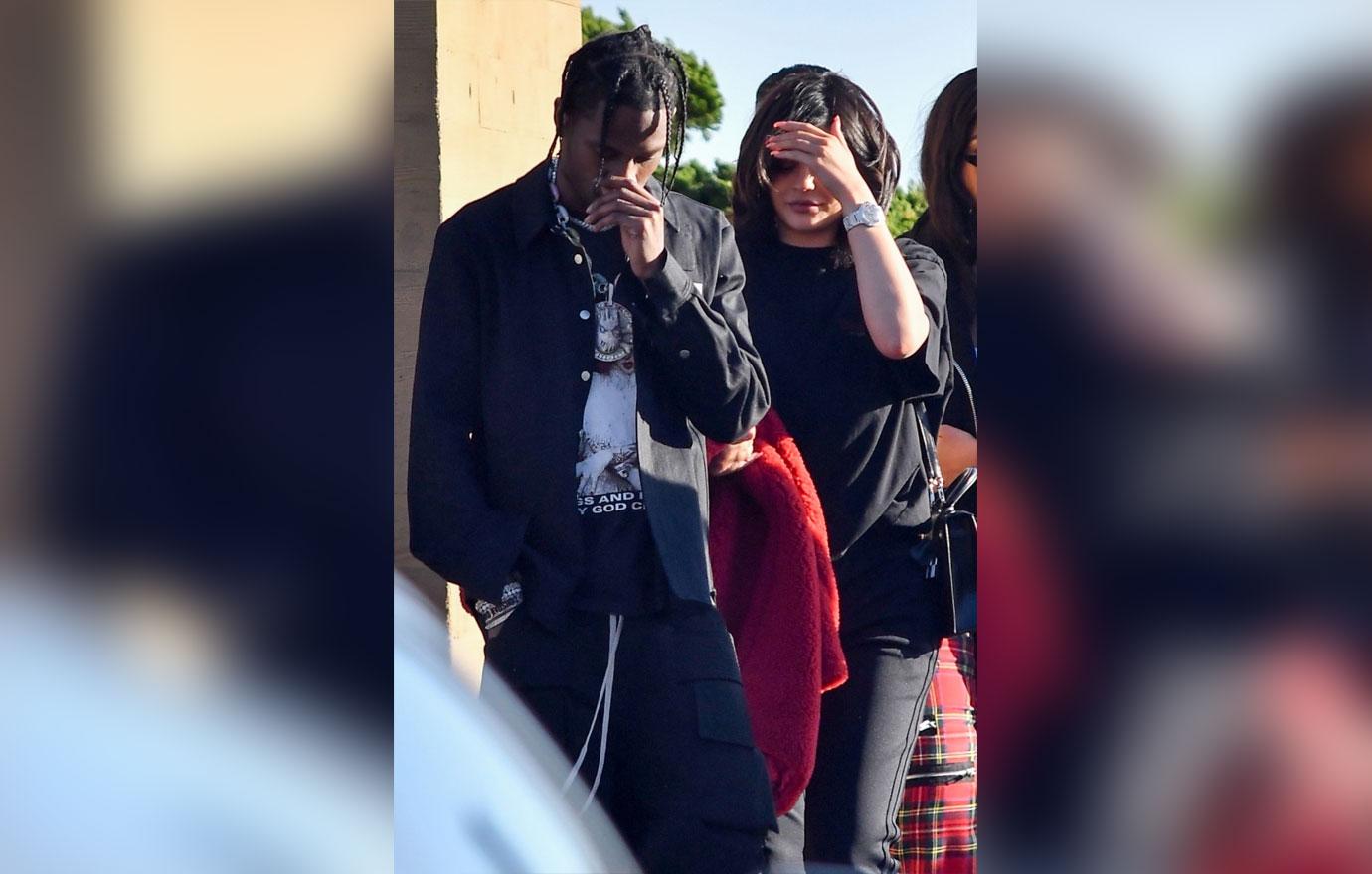 New parents Kylie Jenner and Travis Scott have lunch at Nobu with friends