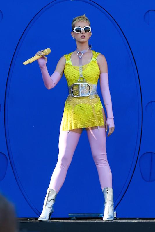 Katy Perry sizzles in sexy futuristic neon bodysuit