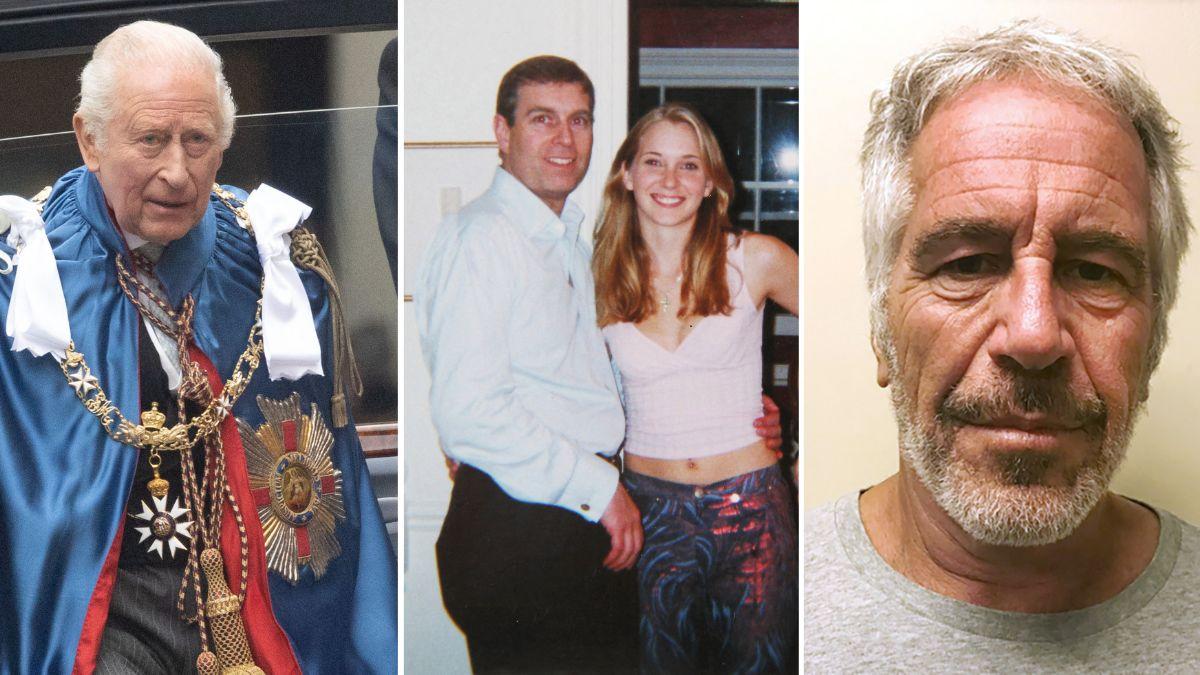 King Charles III, Prince Andrew with Young Virginia Roberts ( Now Virginia Giuffre ), Jeffrey Epstein