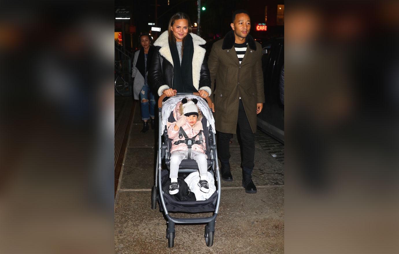 John Legend and Chrissy Teigen are spotted leaving dinner with their daughter Luna