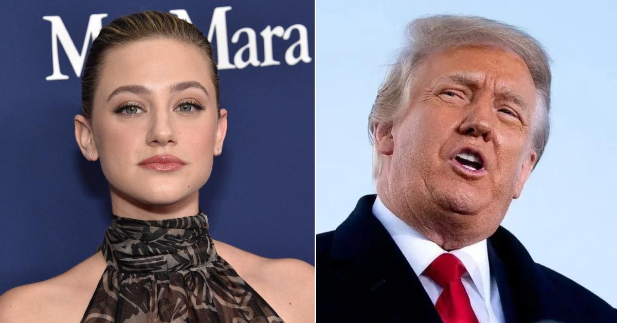 Photo of Lili Reinhart; picture of Donald Trump.