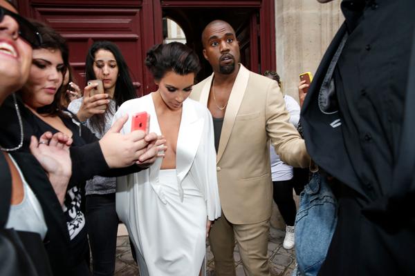 Kim and Kanye leaving their hotel for versailles's castel reception