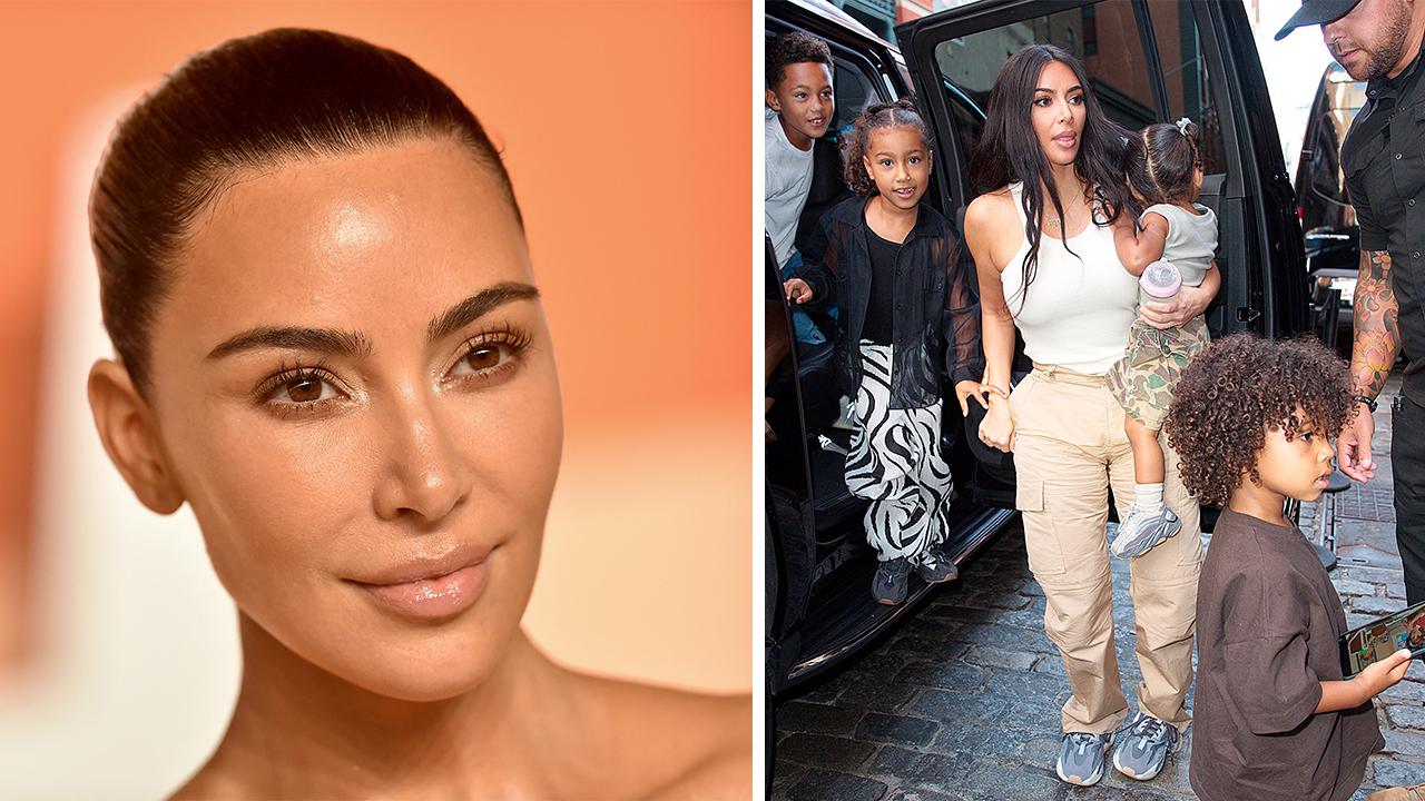 Photo of Kanye West and Kim Kardashian share four children.