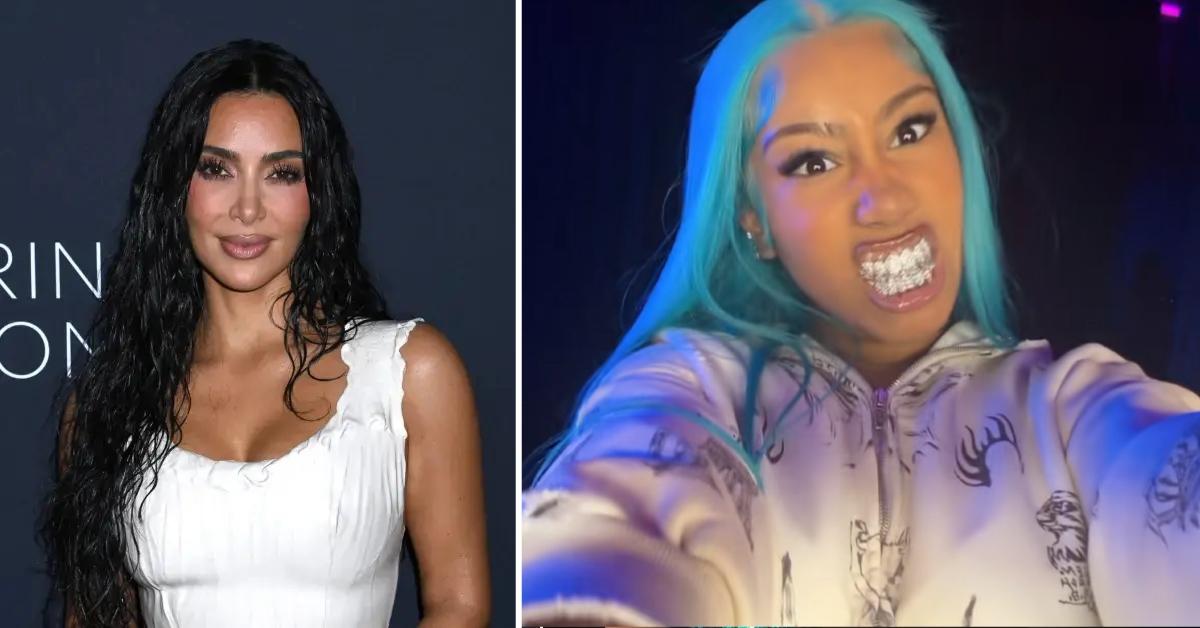 Split photo of Kim Kardashian and North West