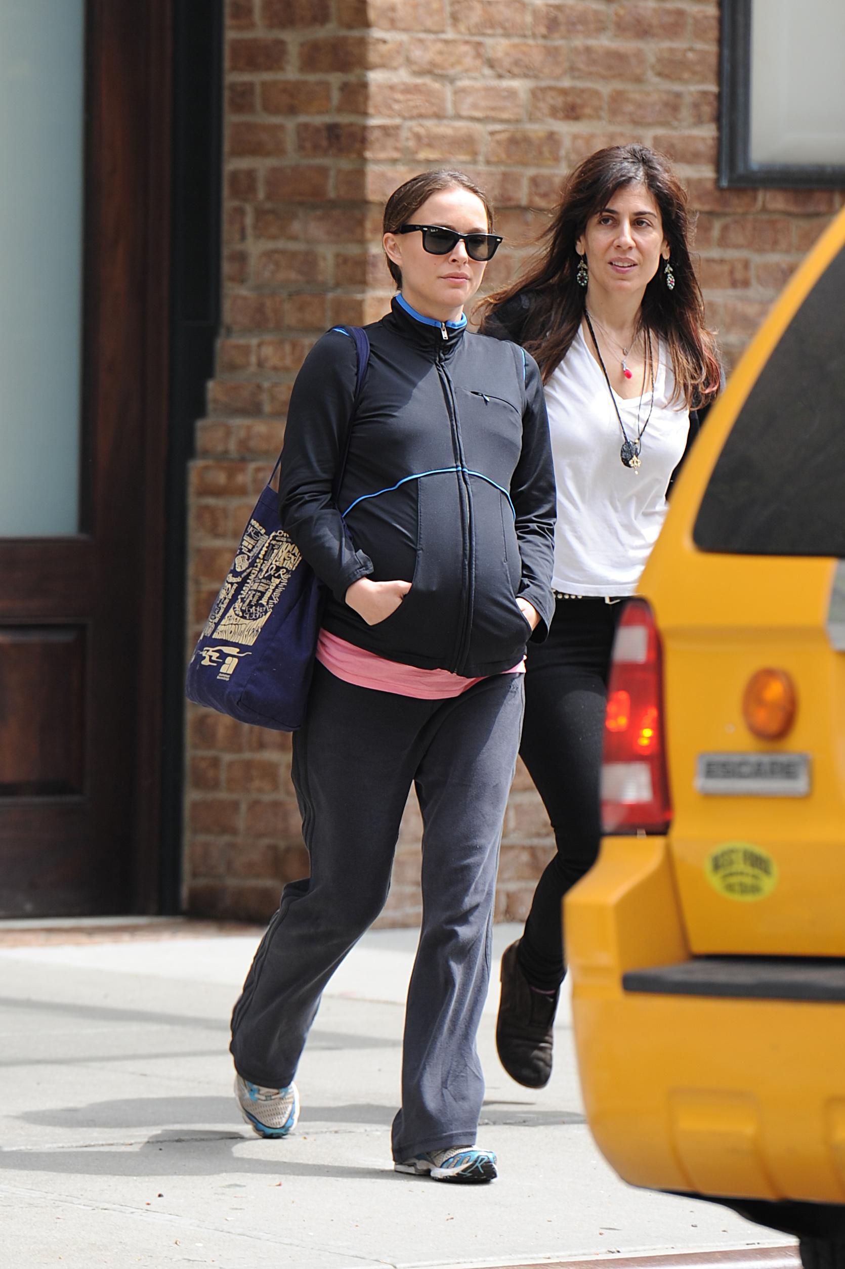 A Pregnant Natalie Portman spotted crossing the street in Tribeca, NYC