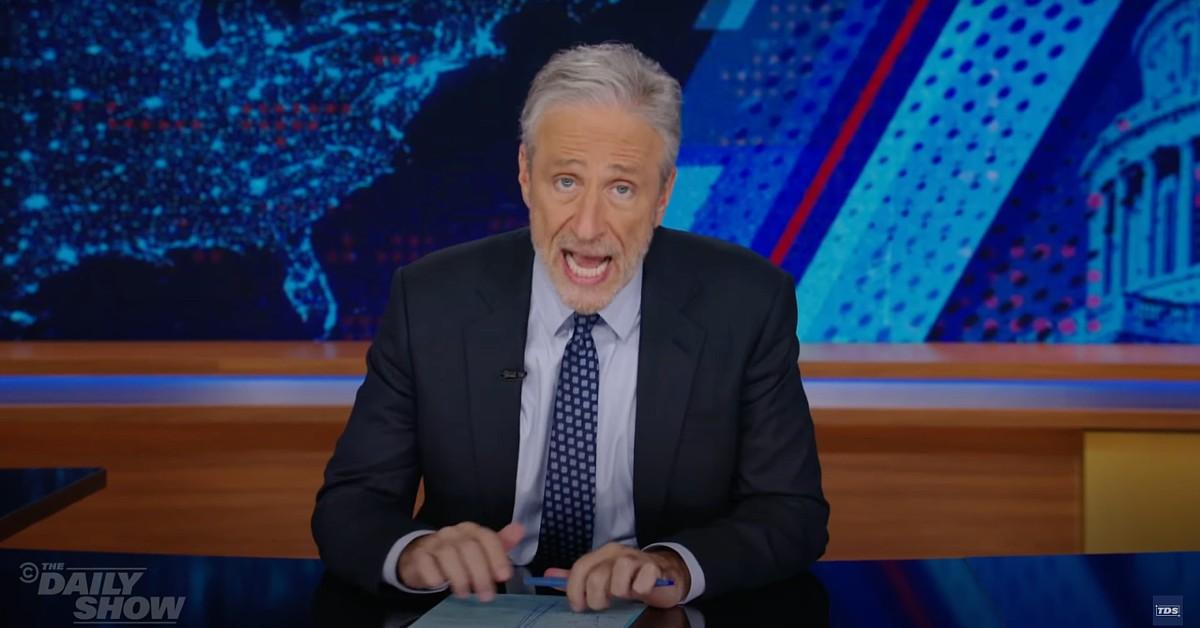 jon stewart criticizes trump sexualizing jill biden moment cologne ad