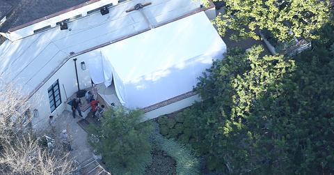 Workers set up Cameron Diaz and Benji Madden wedding in Los Angeles