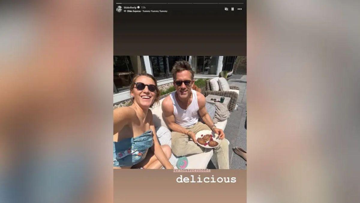Photo of Blake Lively said her husband was 'delicious' in a photo that featured his biceps.