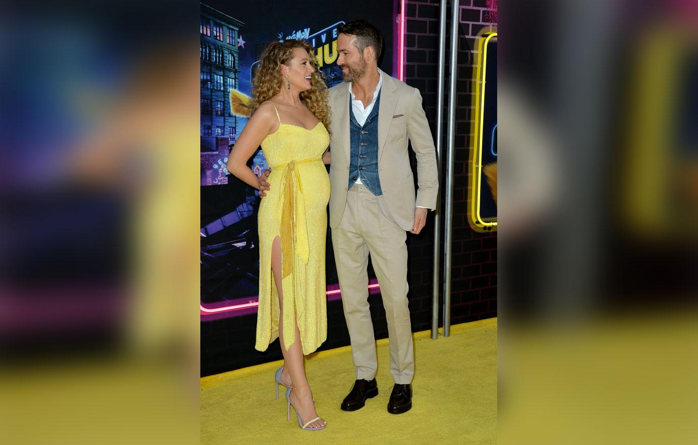 Blake Lively And Ryan Reynolds On Detective Pikachu Carpet