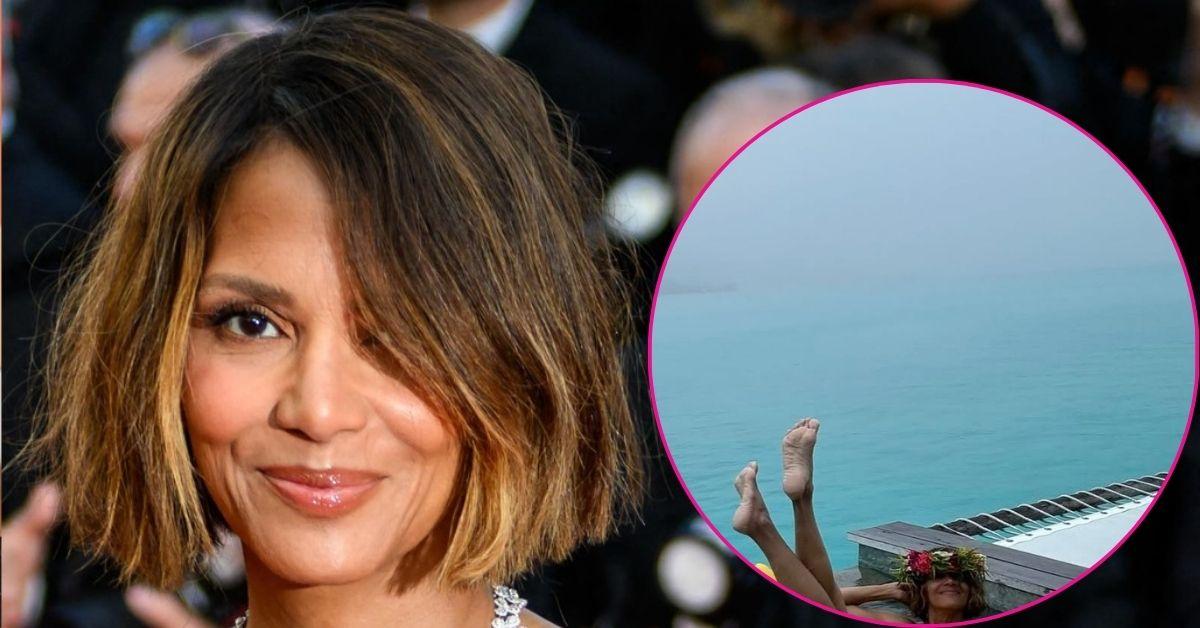halle berry red lingerie cloudy vacation day