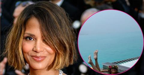 halle berry red lingerie cloudy vacation day