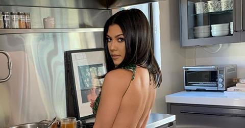 Kourtney Kardashian Cooking In Kitchen