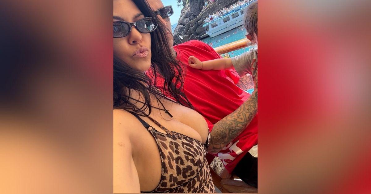 image of Kourtney Kardashian vacationed in Portofino with Travis Barker and baby Rocky.