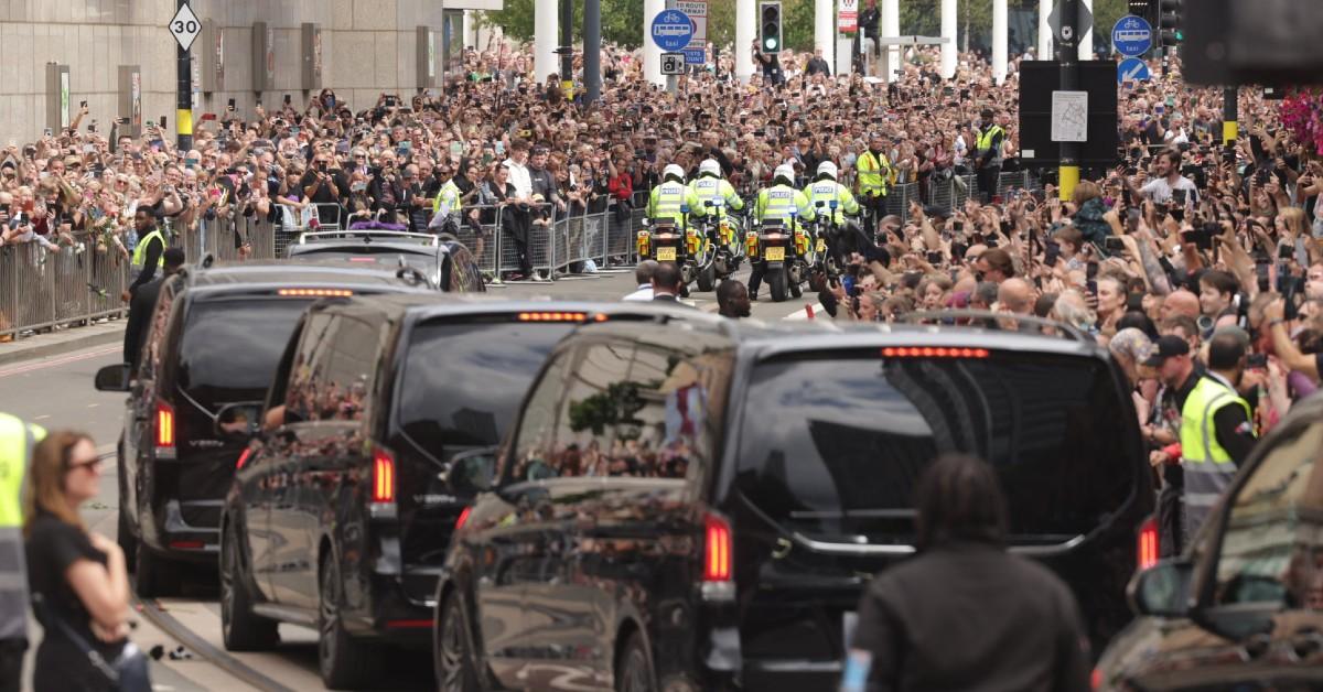 The large crowd gathered for Ozzy Osbourne's funeral.