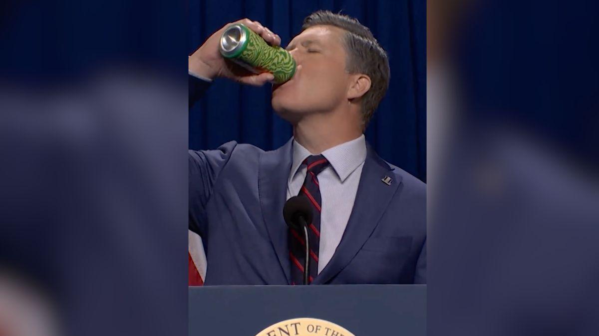 image of Colin Jost played Pete Hegseth in the skit.
