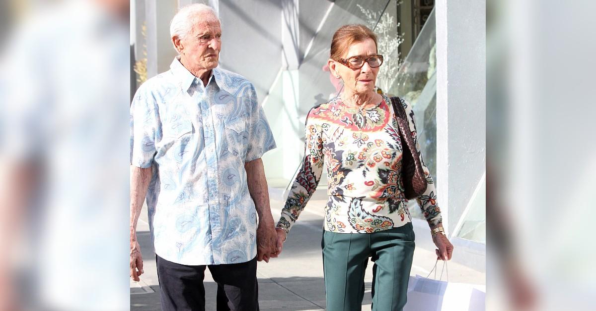 Photo of The married couple matched in paisley patterns.
