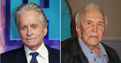 split image of Michael Douglas and Kirk Douglas