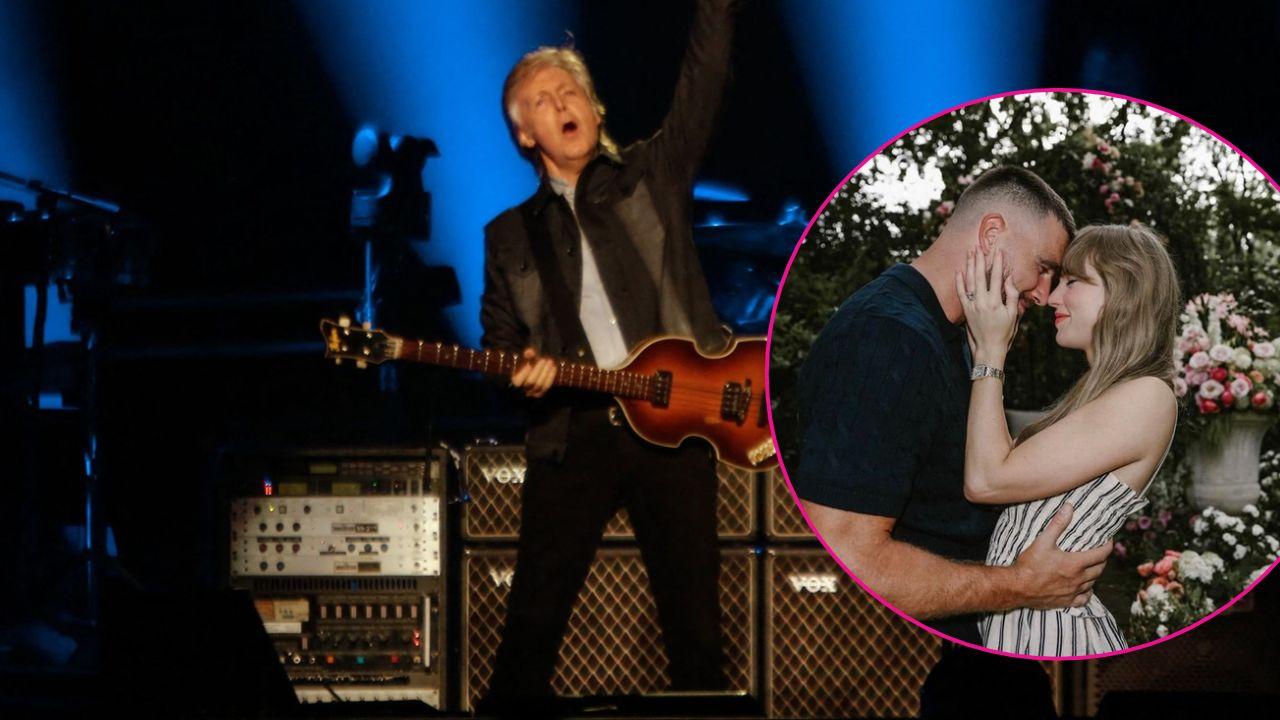 Image of Paul McCartney, Travis Kelce, and Taylor Swift