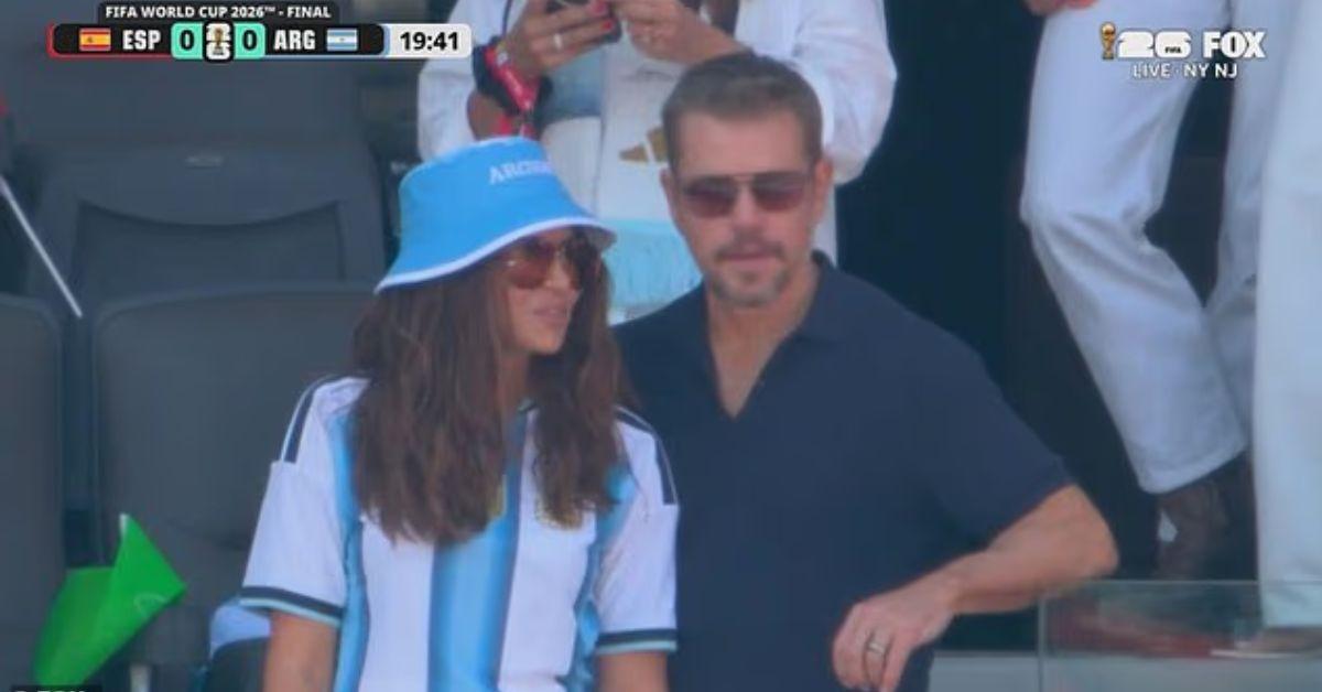 image of Matt Damon was mistakenly identified as Brad Pitt by a TV commentator during the 2026 FIFA World Cup final.