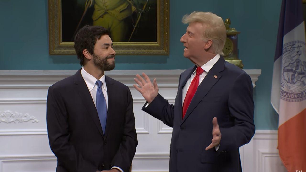 Image of Donald Trump and Zohran Mamdani were depicted as unlikely friends in the sketch.