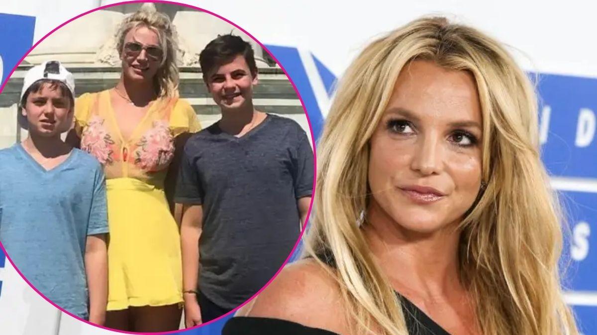 Composiite photo of Britney Spears and her sons, Jayden James and Sean Preston.
