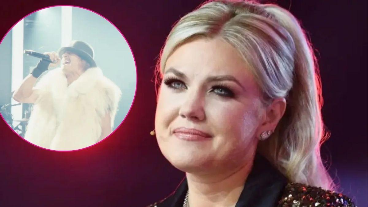 composite photo of erika kirk and kid rock