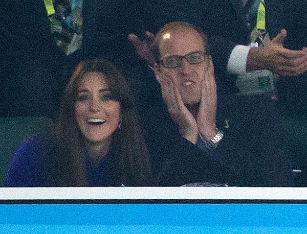 The Duke and Duchess of Cambridge and Prince Harry attend the Rugby World Cup