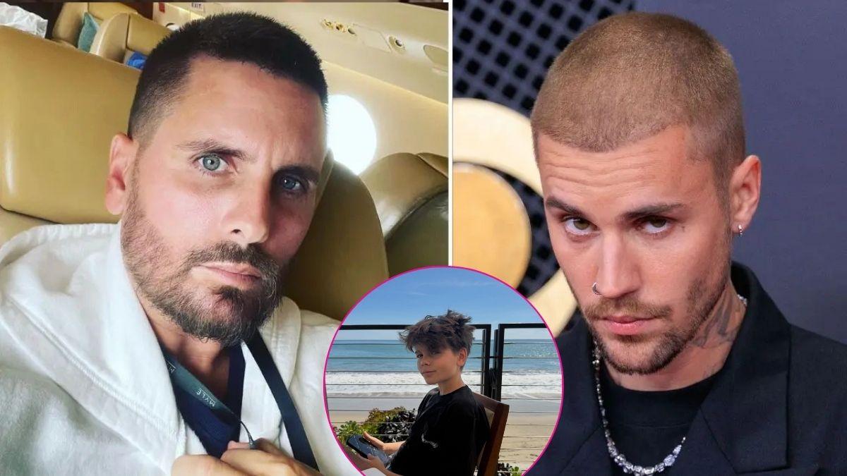 Composite photo of Scott Disick, Reign Disick and Justin Bieber