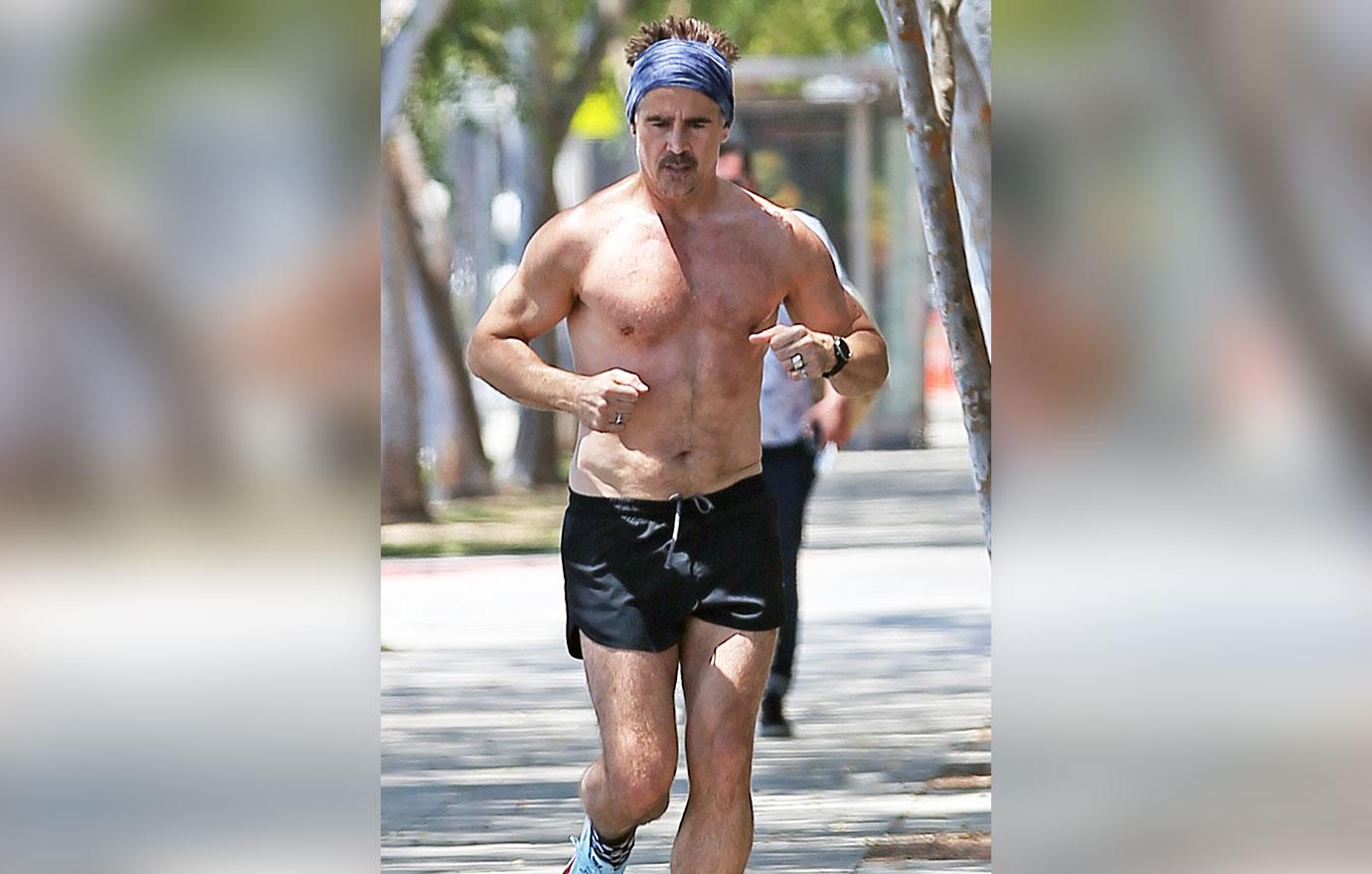 colin farrell jogging shirtless