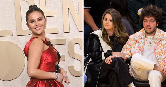 selena gomez kisses benny blanco losing golden globes photo