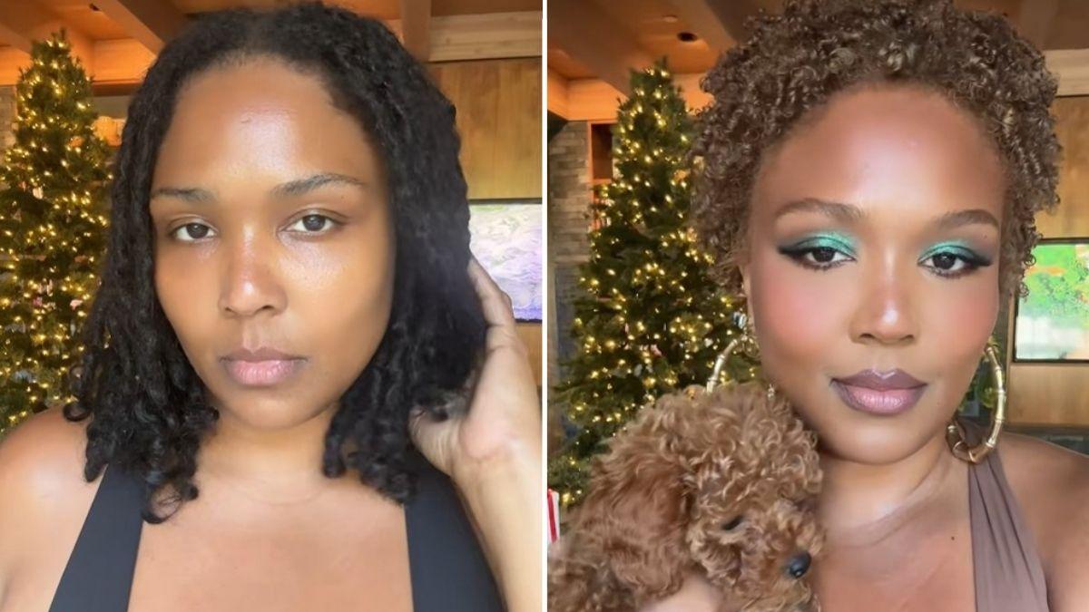 image of Lizzo debuted her short curly brown hair in a TikTok video.
