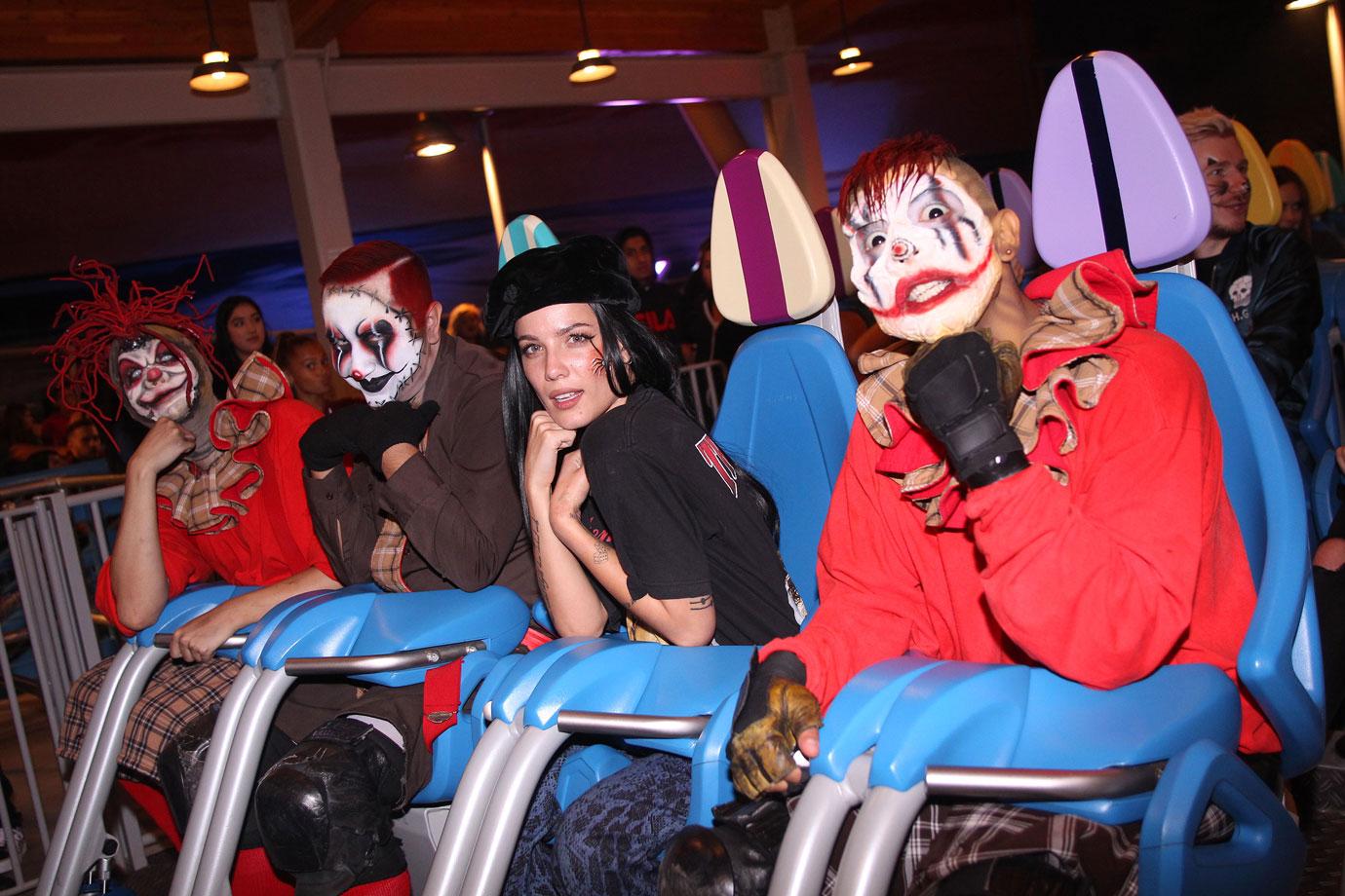 Halsey posing on rollercoaster