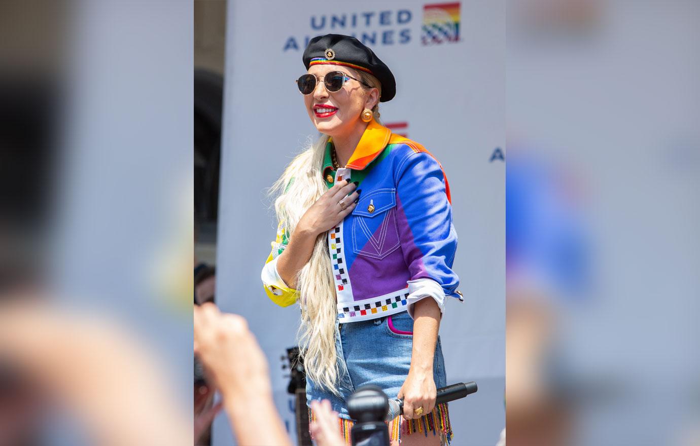 Lady Gaga Wears Rainbow Outfit For Speech On Stonewall Day