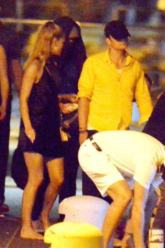 *EXCLUSIVE* Nina Adgal, Leonardo DiCaprio, and Orlando Bloom spend the night out together