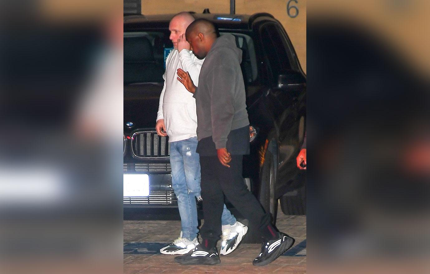 Kanye West seen leaving Nobu Restaurant with friends after dinner