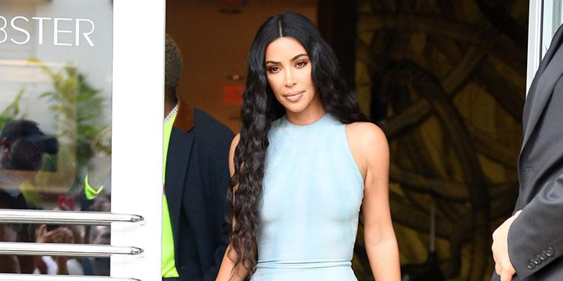 Kim Kardashian Wears Skintight Dress While Shopping In Miami