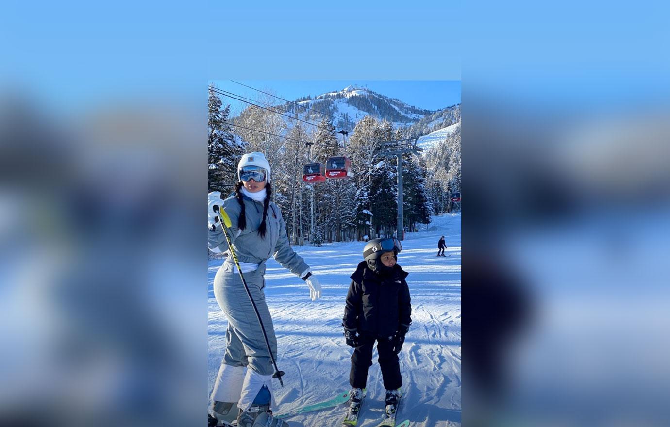 Kim Kardashian Skiing With Son Saint