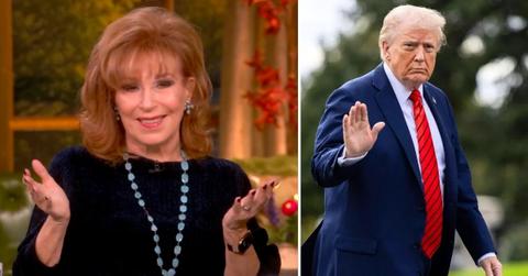 Split photo of Joy Behar and Donald Trump