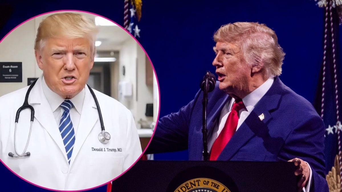 Composite photo of Donald Trump and an AI-generated image.