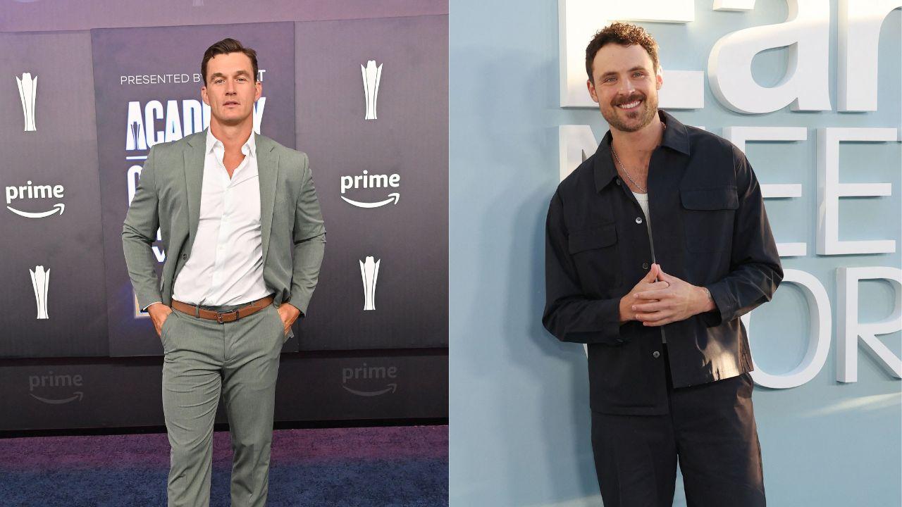Split image of Tyler Cameron and Dylan Efron