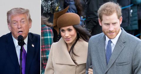 Split photo of Donald Trump, Meghan Markle and Prince Harry