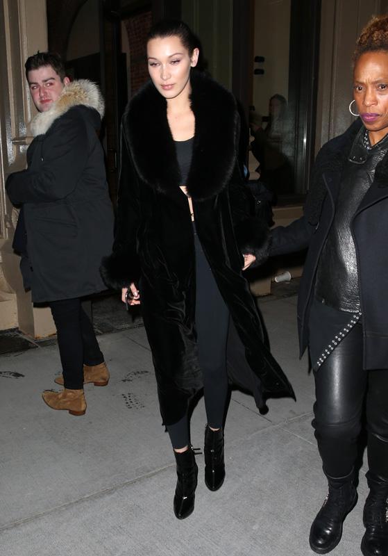 Bella Hadid looks fabulous in fur as she steps out during New York Fashion Week