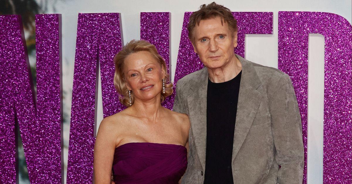 Image of Pamela Anderson and Liam Neeson star in 'The Naked Gun' together.